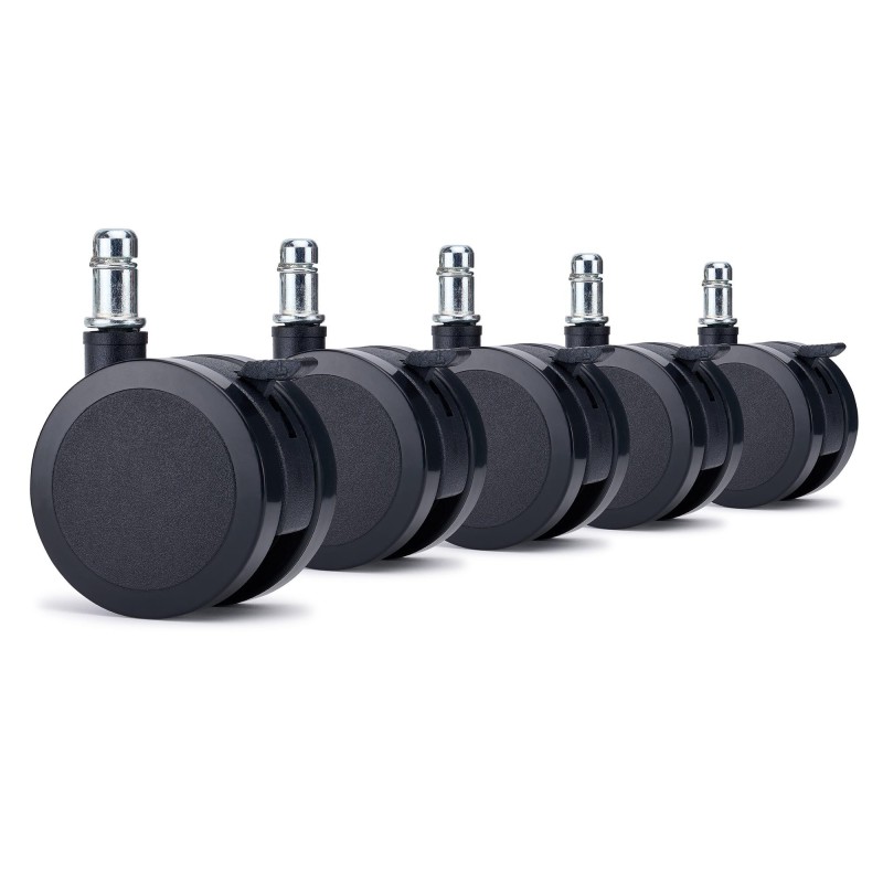 Lote 5 Ruedas para Sillas de Oficina BRAKE, con Freno, Color Negro