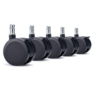 Lote 5 Ruedas para Sillas de Oficina BRAKE, con Freno, Color Negro