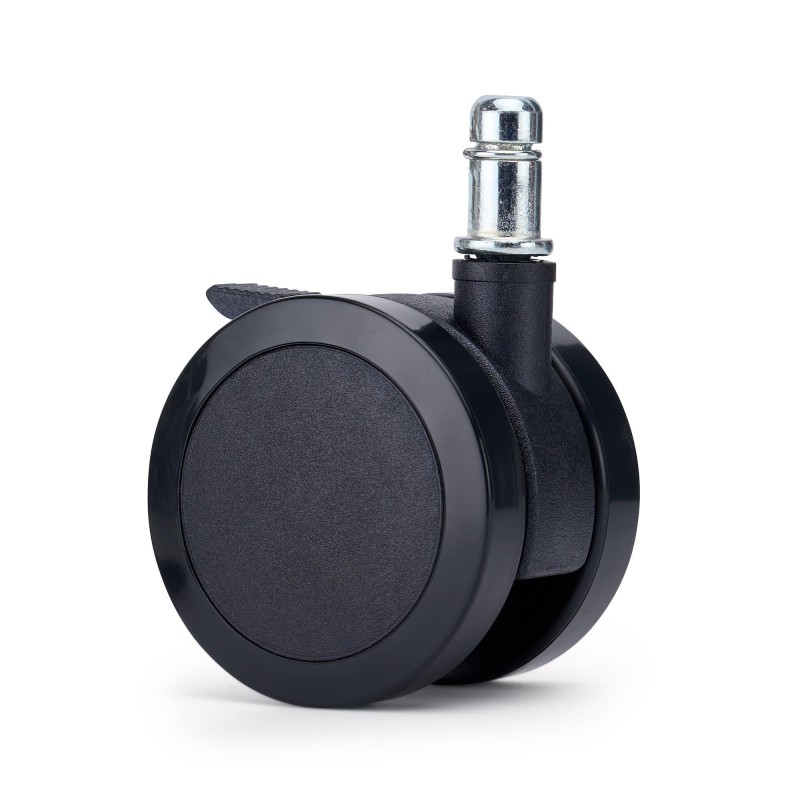 Lote 5 Ruedas para Sillas de Oficina BRAKE, con Freno, Color Negro