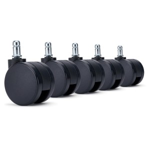 Lote 5 Ruedas para Sillas de Oficina VOLT, Recubrimiento de Goma, Color Negro
