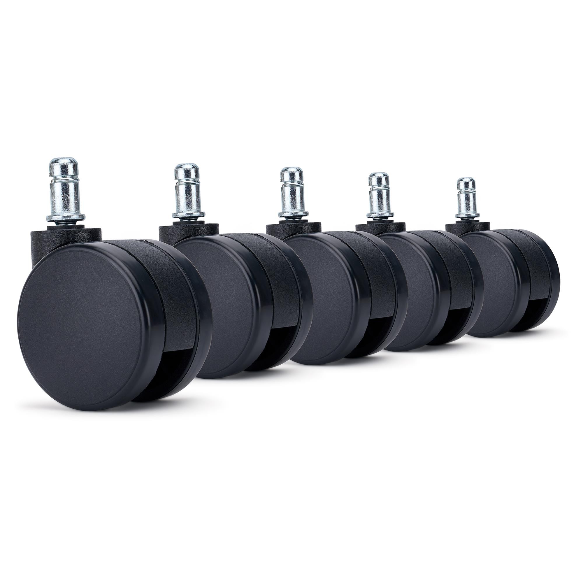 5x Ruedas Sillas Oficina VOLT, 11x50mm, Multisuperficies, Color Negro