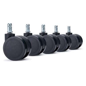 Lote 5 Ruedas para Sillas de Oficina VOLT, Recubrimiento de Goma, Color Negro