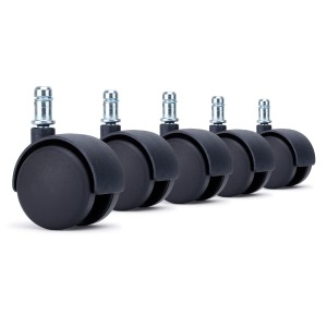 Lote 5 Ruedas para Sillas de Oficina MOVE, con sistema de frenado, Color Negro