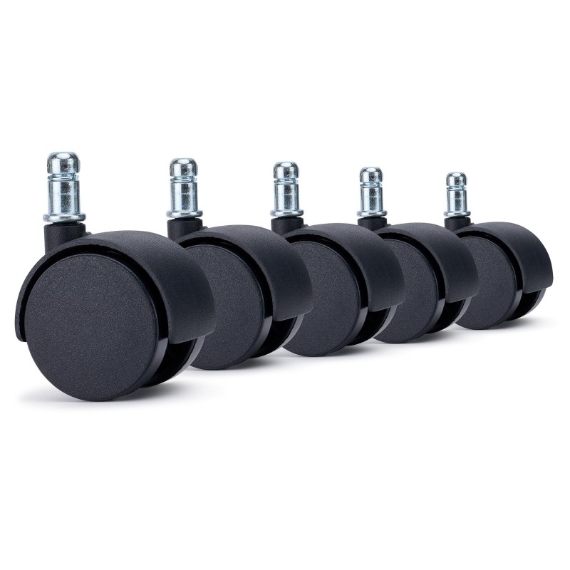 Lote 5 Ruedas para Sillas de Oficina MOVE, con sistema de frenado, Color Negro