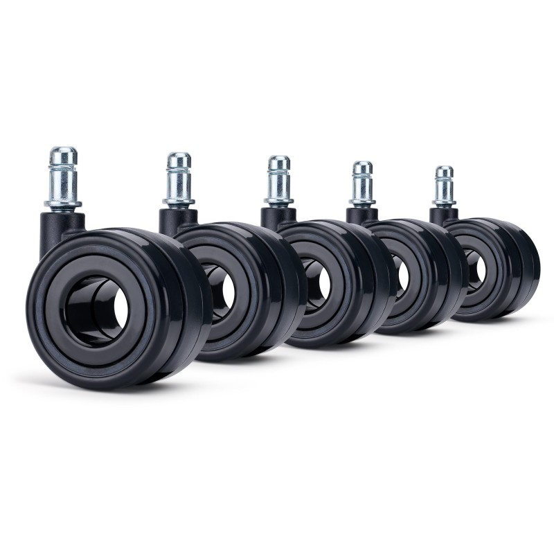 Lote 5 Ruedas para Sillas de Oficina AERO, Gaming, Color Negro