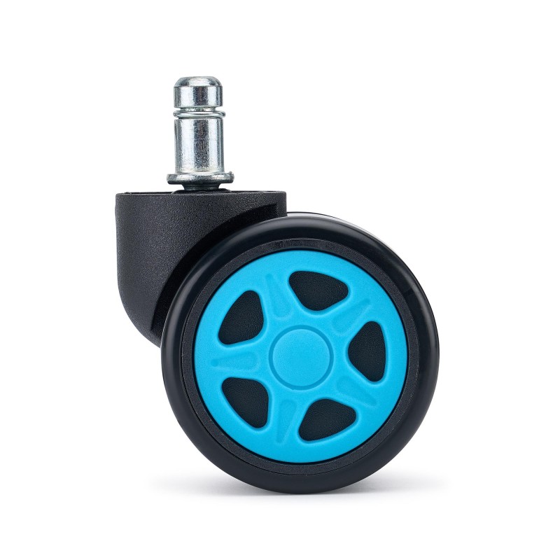 Lote 5 Ruedas para Sillas de Oficina SPEED, Diseño Gaming, Azul
