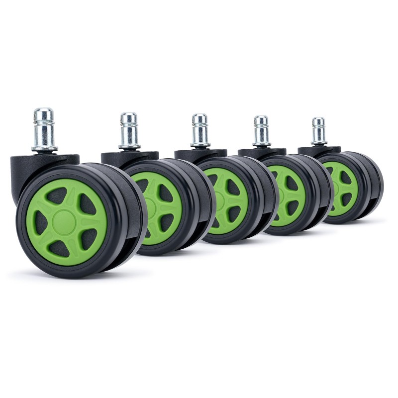 Lote 5 Ruedas para Sillas de Oficina SPEED, Diseño Gaming, Azul