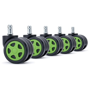 Lote 5 Ruedas para Sillas de Oficina SPEED, Diseño Gaming, Azul