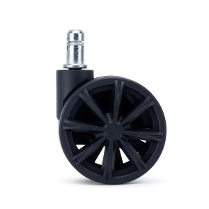 Lote 5 Ruedas para Sillas de Oficina AERO, Diseño Deportivo, Color Negro