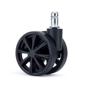 Lote 5 Ruedas para Sillas de Oficina AERO, Diseño Deportivo, Color Negro