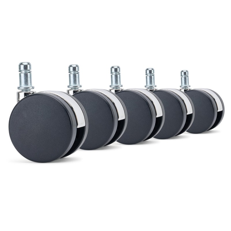 5x Ruedas para suelos Duros, 11x60 mm, modelo LYRA, en color Negro