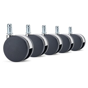 5x Ruedas para suelos Duros, 11x60 mm, modelo LYRA, en color Negro