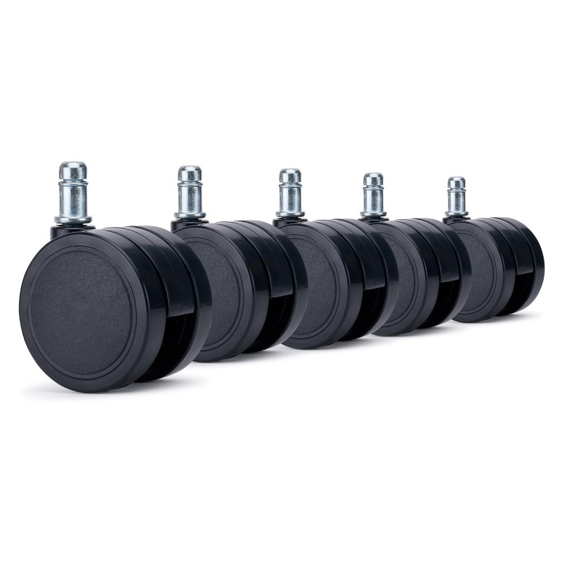 5x Ruedas para suelos Duros, 11x60 mm, modelo LYRA, en color Negro