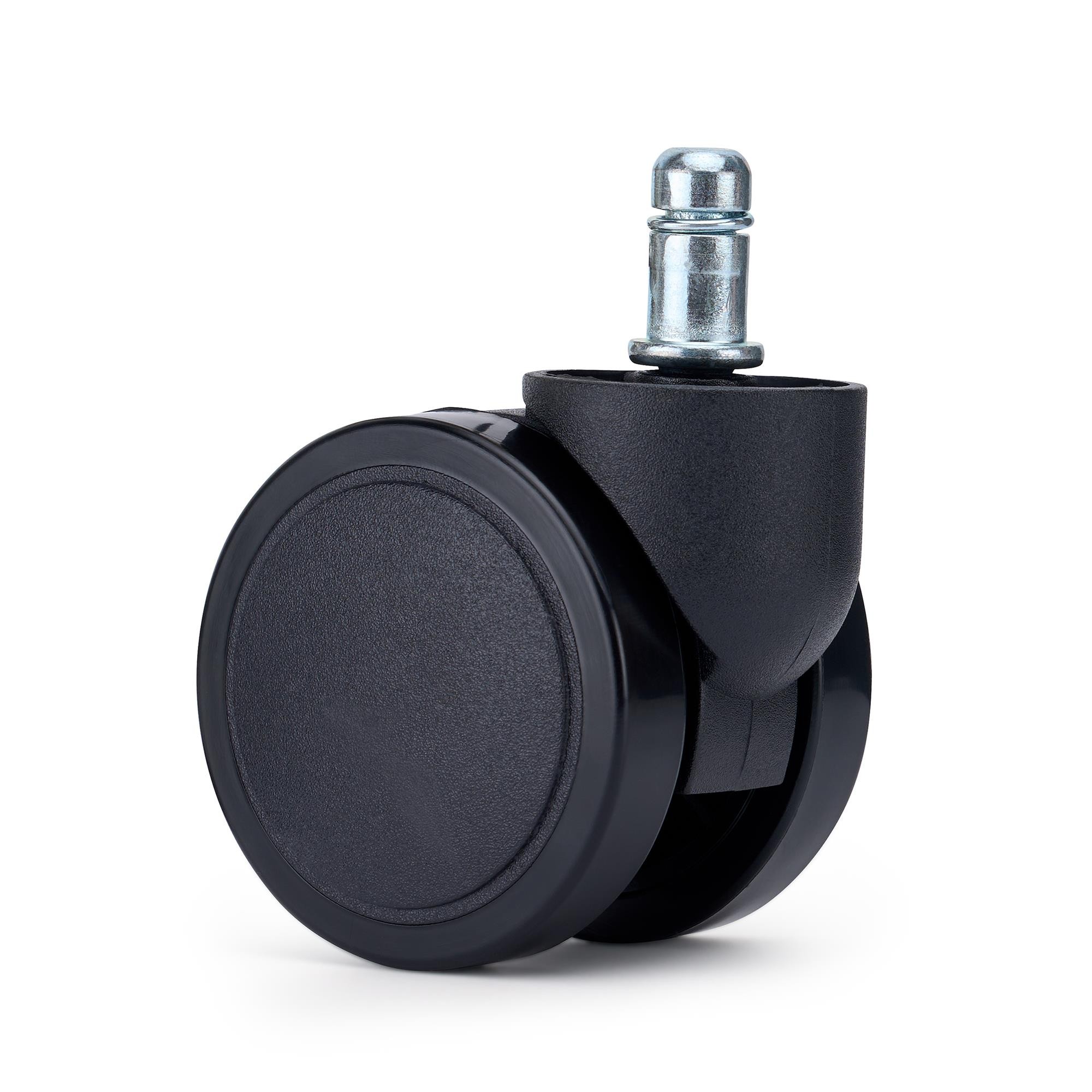 5x Ruedas para Sillas de Oficina SLIDE, Recubrimiento de Goma, Multisuperficies, en Color Negro