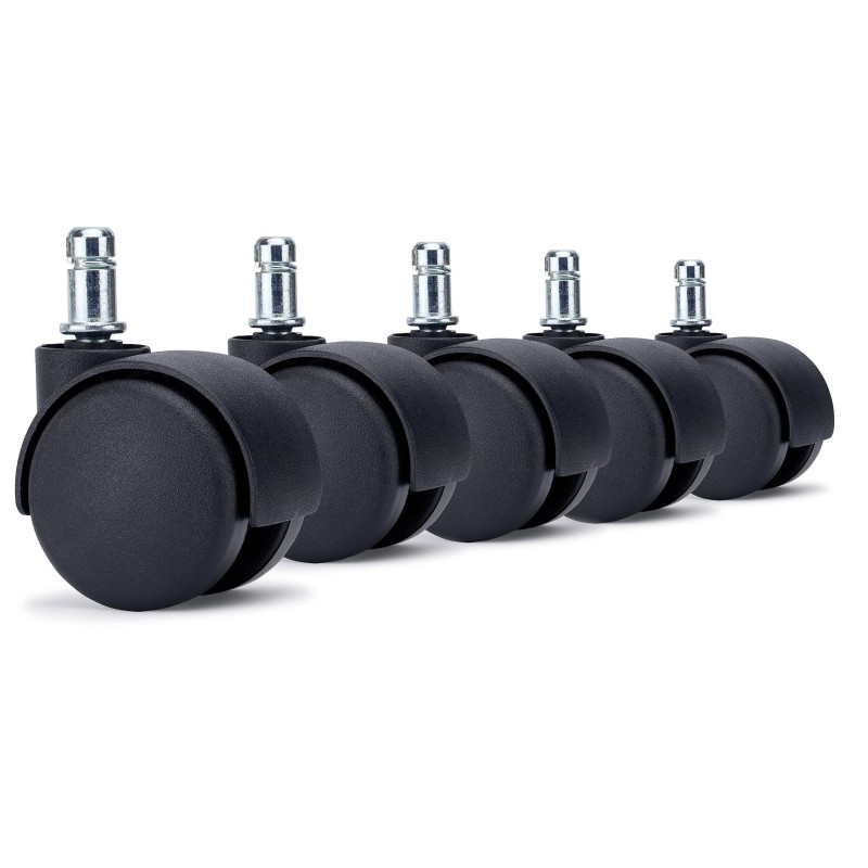 5x Ruedas Sillas Oficina SPIN, 11x50mm, color Negro