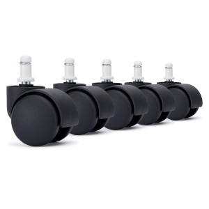 5x Ruedas Sillas Oficina TURN, 11x60mm, Pin de Nylon, color Negro