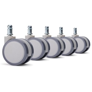 Lote de 5 ruedas para sillas de oficina, modelo EVOX, color Gris