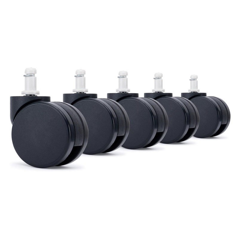 Lote de 5 ruedas para sillas de oficina, modelo SILENT, color Negro