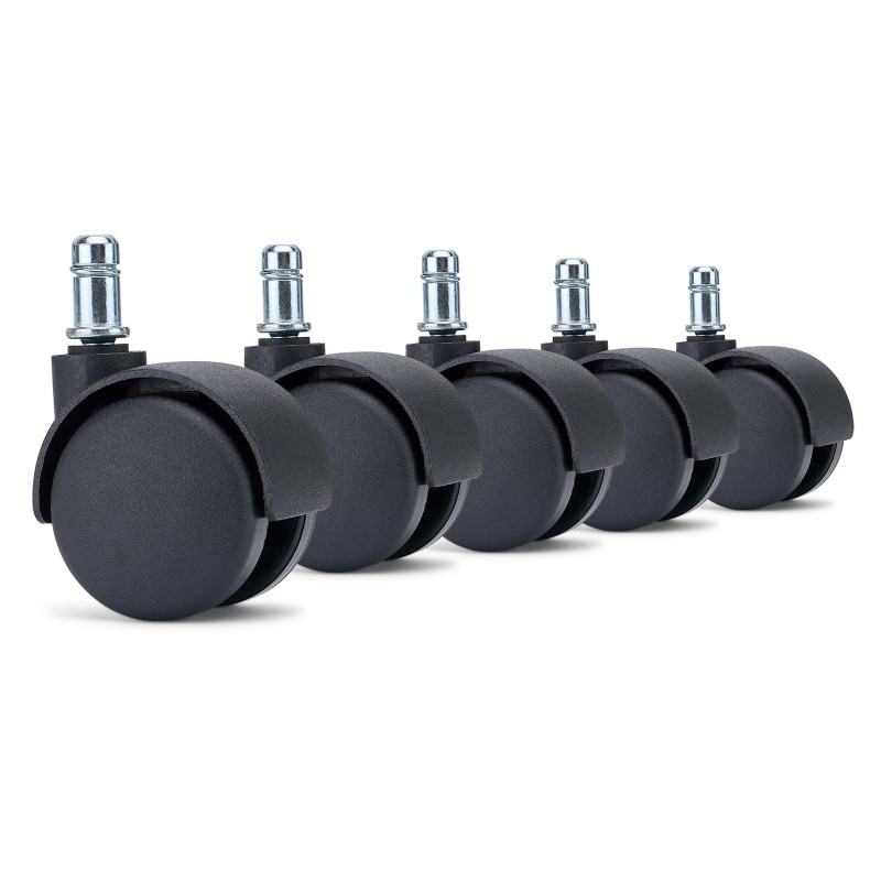 Lote de 5 ruedas para sillas de oficina, modelo GEAR, color Negro