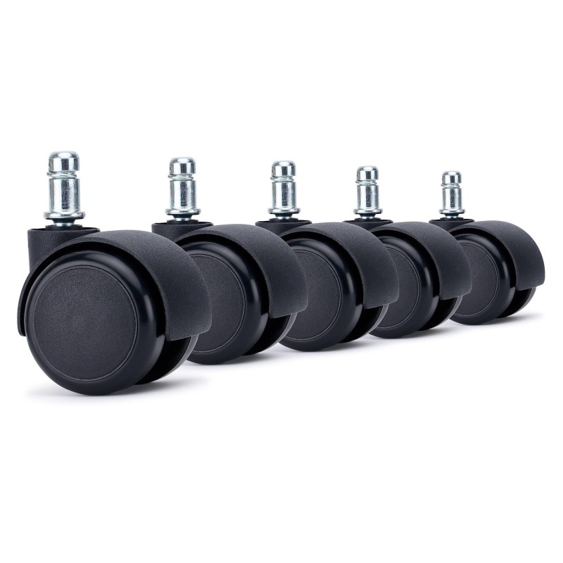 Lote de 5 ruedas para sillas de oficina, modelo RUSH, color Negro