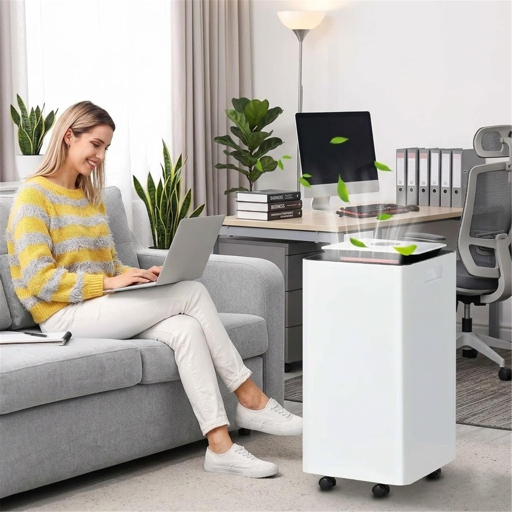Deshumidificador de Oficina TECNA, Diseño Moderno y Compacto, Depósito 2,5L, en color Blanco
