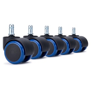 5x Ruedas Sillas Oficina VELO, 11x50 mm, con Recubrimiento de Goma, color Negro