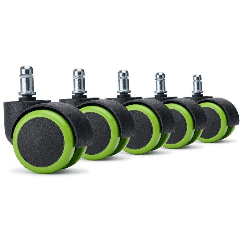 5x Ruedas Sillas Oficina VELO, 11x50 mm, con Recubrimiento de Goma, color Negro