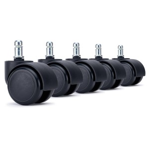 5x Ruedas Sillas Oficina VELO, 11x50 mm, con Recubrimiento de Goma, color Negro