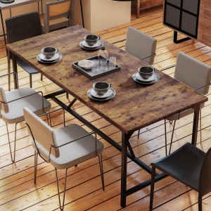 Mesa de reuniones TALLIN, Metal y Madera, color Marrón rústico