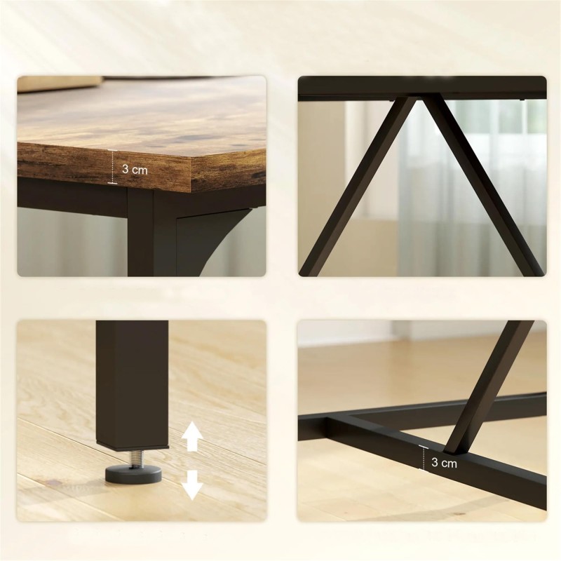 Mesa de reuniones TALLIN, Metal y Madera, color Marrón rústico