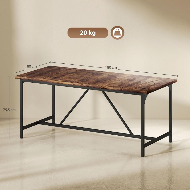 Mesa de reuniones TALLIN, Metal y Madera, color Marrón rústico