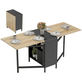 Mesa de reuniones AMALTY, Metal y Madera, Alas extensibles, color Negro y Madera clara 2