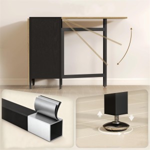 Mesa de reuniones AMALTY, Metal y Madera, Alas extensibles, color Negro y Madera clara