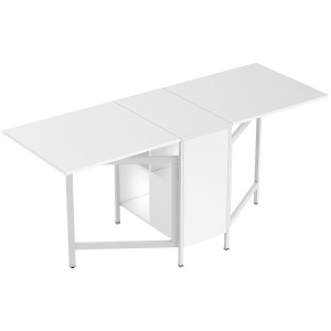 Mesa de reuniones AMALTY, Metal y Madera, Alas extensibles, color Negro y Madera clara