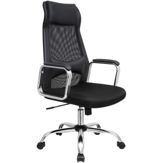 Silla de Oficina TINO en Piel y Malla Transpirable color Negro
