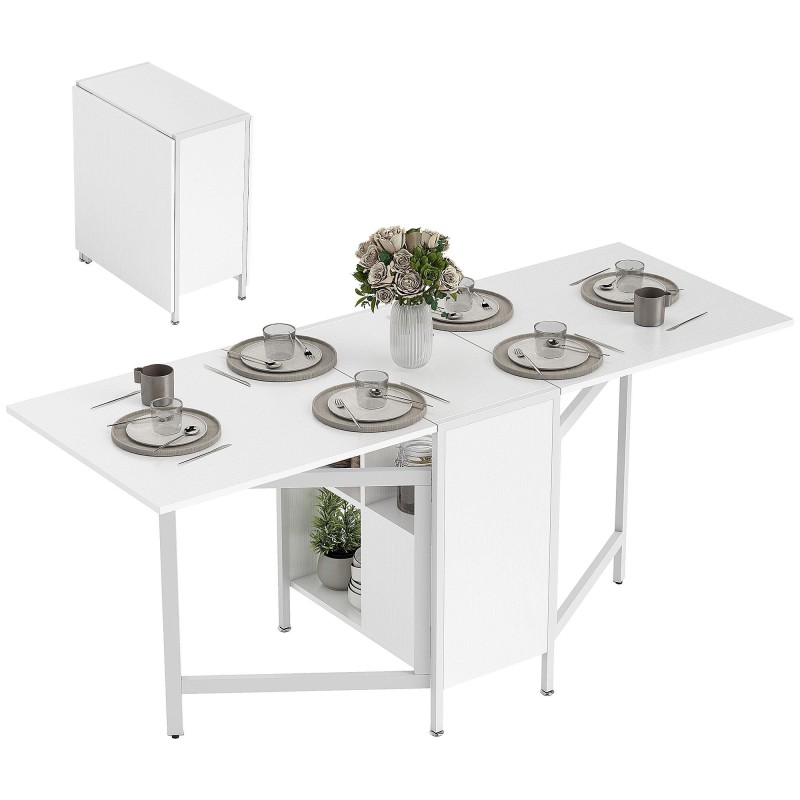 Mesa de reuniones AMALTY, Metal y Madera, Alas extensibles, color Negro y Madera clara
