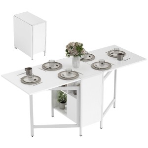 Mesa de reuniones AMALTY, Metal y Madera, Alas extensibles, color Negro y Madera clara