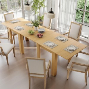 Mesa de reuniones TIFLIS, Madera, Extensible, color Madera clara
