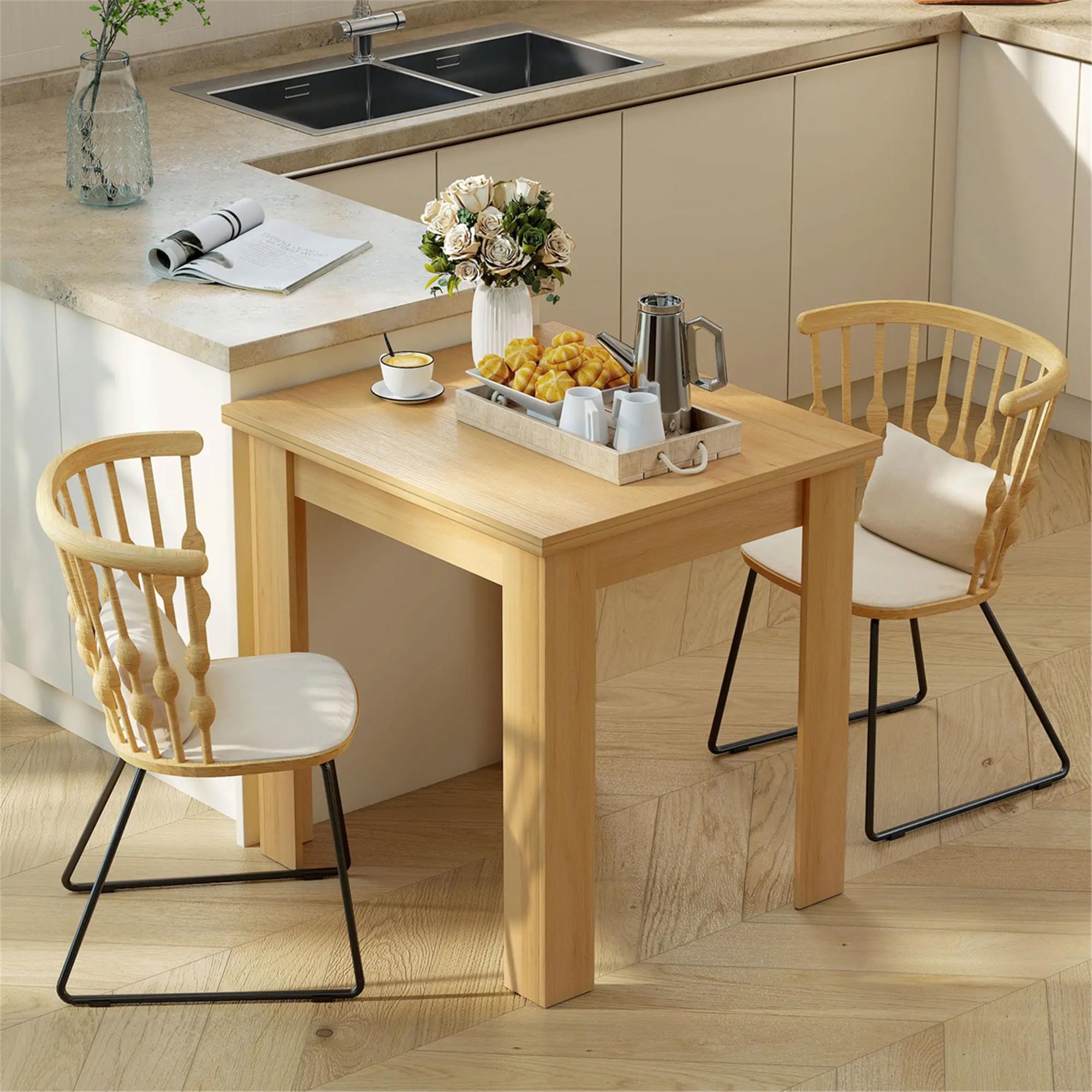Mesa de Reuniones TIFLIS, Extensible, Diseño Moderno y Funcional, color Madera clara