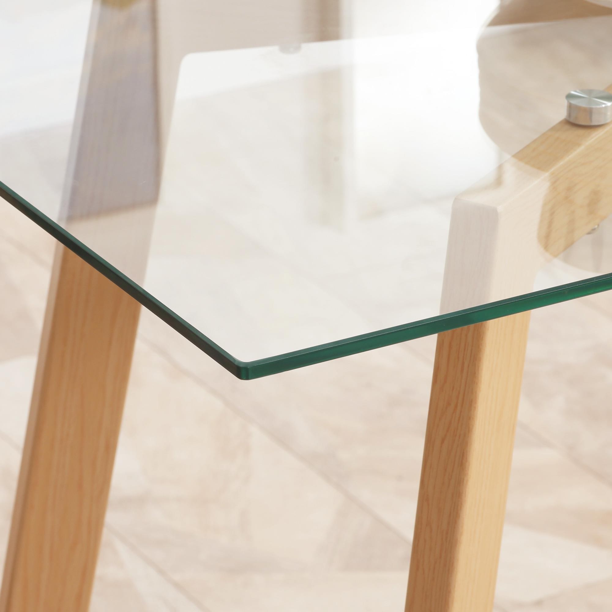 Mesa de Reuniones PRISTINA, 150x75x76 cm, Vidrio templado y Estructura Metálica, color Roble