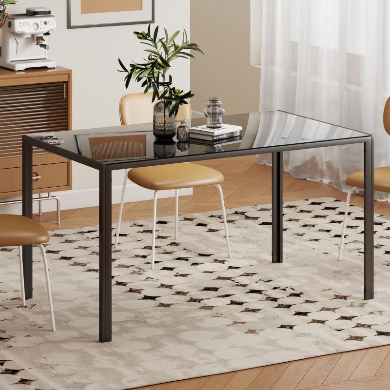 Mesa para Sala de Reuniones MAPUTO, 140x80x75 cm, Vidrio Templado Negro