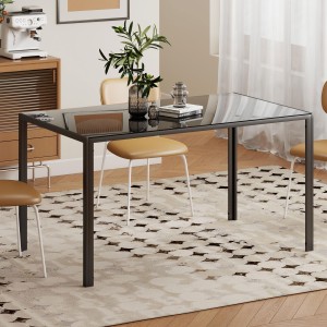 Mesa para Sala de Reuniones MAPUTO, 140x80x75 cm, Vidrio Templado Negro