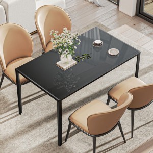Mesa para Sala de Reuniones MAPUTO, 140x80x75 cm, Vidrio Templado Negro