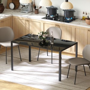 Mesa para Sala de Reuniones MAPUTO, 140x80x75 cm, Vidrio Templado Negro