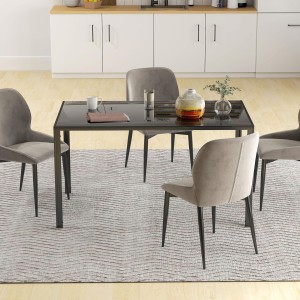 Mesa para Sala de Reuniones MAPUTO, 140x80x75 cm, Vidrio Templado Negro
