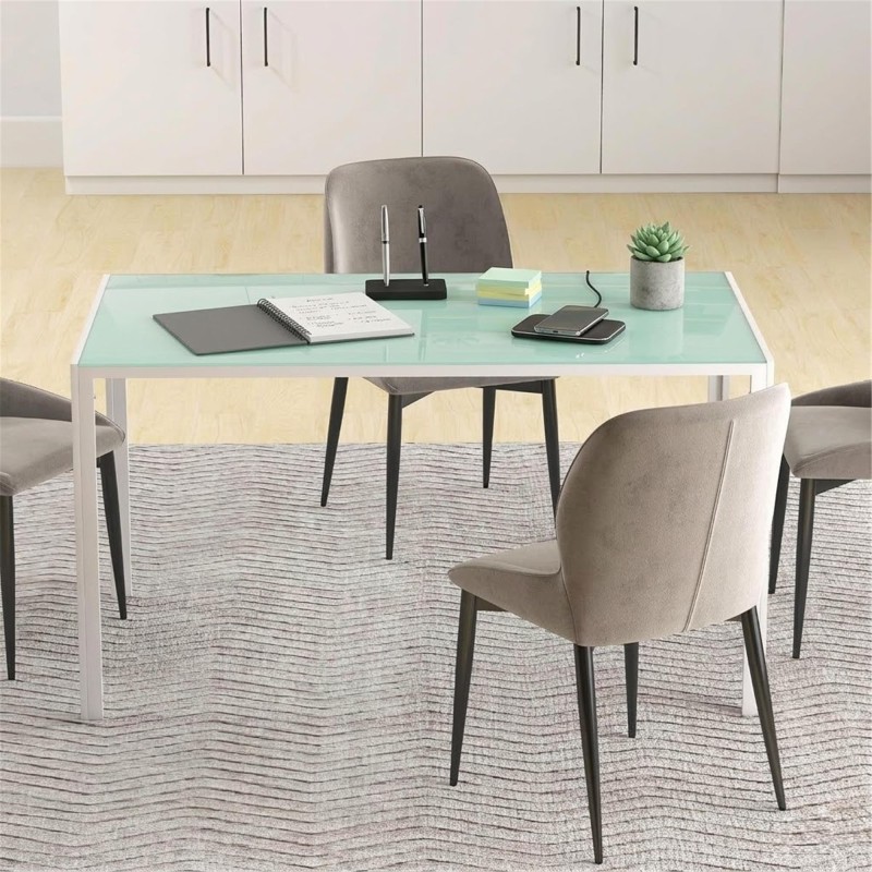 Mesa para Sala de Reuniones MAPUTO, 140x80x75 cm, Vidrio Templado Negro