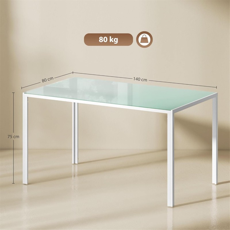 Mesa para Sala de Reuniones MAPUTO, 140x80x75 cm, Vidrio Templado Negro