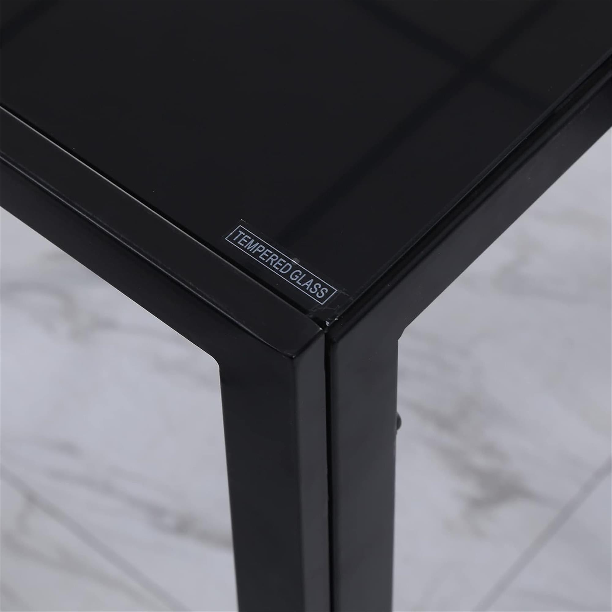 Mesa de Oficina MAPUTO, 120x60x75 cm, Estructura Metálica y Vidrio templado, color Negro