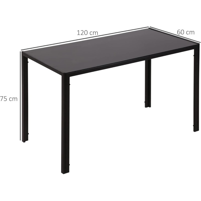 Mesa para Oficina MAPUTO, 120x60x75 cm, Vidrio Templado Negro