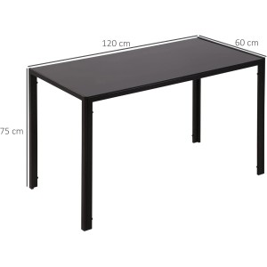 Mesa para Oficina MAPUTO, 120x60x75 cm, Vidrio Templado Negro